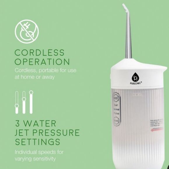 Pursonic Portable USB Rechargeable Collapsible Water Flosser in White. NIB! - Picture 6 of 13